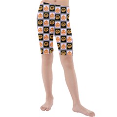 Chess Halloween Pattern Kids  Mid Length Swim Shorts by Ndabl3x