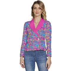 Floral Colorful  Women s Long Sleeve Revers Collar Cropped Jacket by flowerland