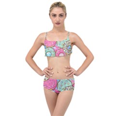 Donut Pattern Texture Colorful Sweet Layered Top Bikini Set by Grandong