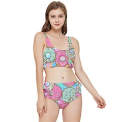 Donut Pattern Texture Colorful Sweet Frilly Bikini Set by Grandong