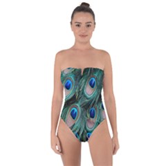 Peacock-feathers,blue2 Tie Back One Piece Swimsuit by nateshop