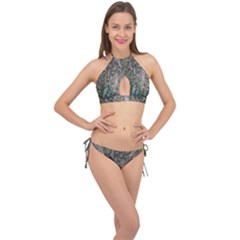 Peacock-feathers1 Cross Front Halter Bikini Set by nateshop