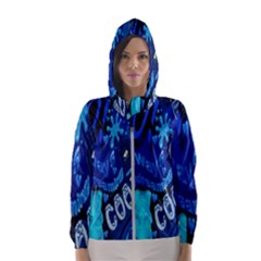 Really Cool Blue, Unique Blue Women s Hooded Windbreaker by nateshop