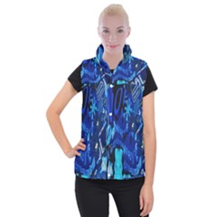 Really Cool Blue, Unique Blue Women s Button Up Vest by nateshop