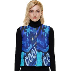 Really Cool Blue, Unique Blue Women s Button Up Puffer Vest by nateshop