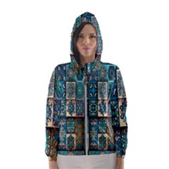 Texture, Pattern, Abstract, Colorful, Digital Art Women s Hooded Windbreaker by nateshop