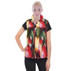 Fruits, Food, Green, Red, Strawberry, Yellow Women s Button Up Vest by nateshop