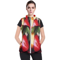 Fruits, Food, Green, Red, Strawberry, Yellow Women s Puffer Vest by nateshop