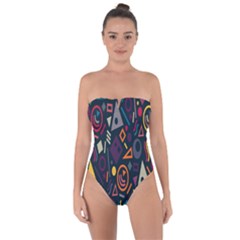 Inspired By The Colours And Shapes Tie Back One Piece Swimsuit by nateshop