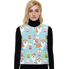 Welsh Corgis Dog Boba Tea Bubble Tea Cute Kawaii Women s Button Up Puffer Vest by Grandong