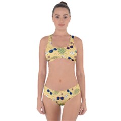 Seamless Pattern Of Sunglasses Tropical Leaves And Flower Criss Cross Bikini Set by Grandong