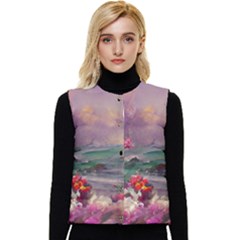 Abstract Flowers  Women s Button Up Puffer Vest by Internationalstore