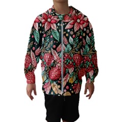 Christmas Pattern Kids  Hooded Windbreaker by Valentinaart