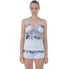 Venice T- Shirt Venice Voyage Art Digital Painting Watercolor Discovery T- Shirt Tie Front Two Piece Tankini by ZUXUMI