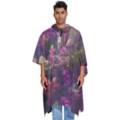 Floral Blossoms  Men s Hooded Rain Ponchos by Internationalstore