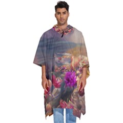 Floral Blossoms  Men s Hooded Rain Ponchos by Internationalstore