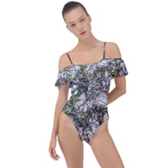 Climbing Plant At Outdoor Wall Frill Detail One Piece Swimsuit by dflcprintsclothing