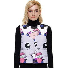 Genderfluid T- Shirt Genderfluid Pride Kawaii Cat Strawberry Milk T- Shirt Women s Button Up Puffer Vest by ZUXUMI