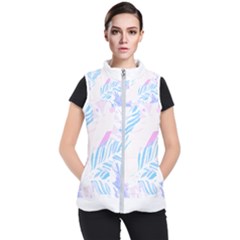 Blue T- Shirt Blue Tropical Pattern T- Shirt Women s Puffer Vest by EnriqueJohnson