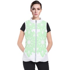 Floral Pattern T- Shirt Beautiful And Artistic Light Green Flower T- Shirt Women s Puffer Vest by EnriqueJohnson