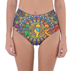 Grateful Dead Pattern Reversible High-waist Bikini Bottoms by Sarkoni