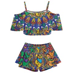 Grateful Dead Pattern Kids  Off Shoulder Skirt Bikini by Sarkoni