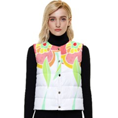 Flowers Art T- Shirtflower T- Shirt (2) Women s Button Up Puffer Vest