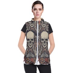 Gray And Multicolored Skeleton Illustration Women s Puffer Vest by uniart180623