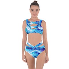 Tsunami Waves Ocean Sea Nautical Nature Water Bandaged Up Bikini Set  by uniart180623