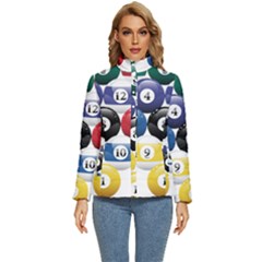 Racked Billiard Pool Balls Women s Puffer Bubble Jacket Coat by Ket1n9