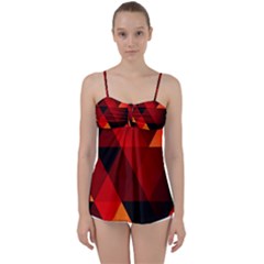 Abstract Triangle Wallpaper Babydoll Tankini Top by Ket1n9