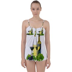 White-wine-red-wine-the-bottle Babydoll Tankini Top by Ket1n9