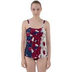 Flat Design Christmas Pattern Collection Art Twist Front Tankini Set by Ket1n9