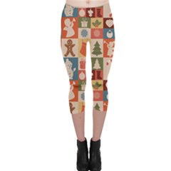 Cute Christmas Seamless Pattern Vector  - Capri Leggings  by Ket1n9