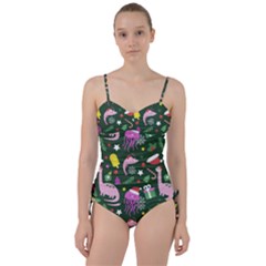 Dinosaur Colorful Funny Christmas Pattern Sweetheart Tankini Set by Ket1n9