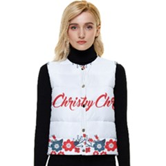 Merry-christmas-christmas-greeting Women s Button Up Puffer Vest by Ket1n9