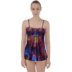 Pretty Peacock Feather Babydoll Tankini Set by Ket1n9