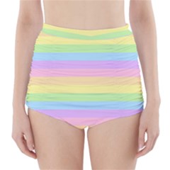 Cute Pastel Rainbow Stripes High-waisted Bikini Bottoms by Ket1n9