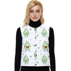 Cute-seamless-pattern-with-avocado-lovers Women s Button Up Puffer Vest by Ket1n9