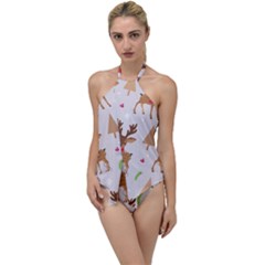 Christmas-seamless-pattern-with-reindeer Go With The Flow One Piece Swimsuit by Grandong