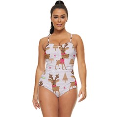 Christmas-seamless-pattern-with-reindeer Retro Full Coverage Swimsuit by Grandong