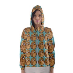 Owl-stars-pattern-background Women s Hooded Windbreaker by Grandong