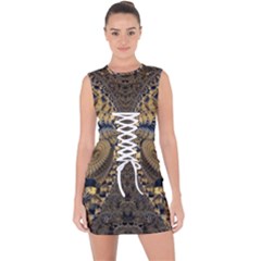 Fractal Spiral Infinite Psychedelic Lace Up Front Bodycon Dress by Ravend