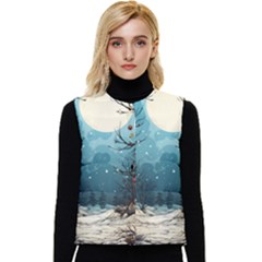 Christmas Frame Border Women s Button Up Puffer Vest by Vaneshop