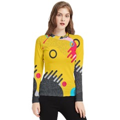 Abstract Colorful Pattern Shape Design Background Women s Long Sleeve Rash Guard by Amaryn4rt