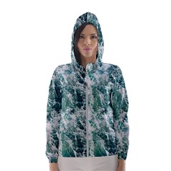 Blue Ocean Waves Women s Hooded Windbreaker by Jack14