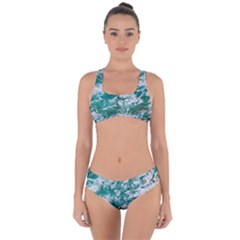 Blue Ocean Waves 2 Criss Cross Bikini Set by Jack14