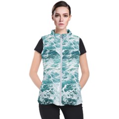 Blue Crashing Ocean Wave Women s Puffer Vest by Jack14