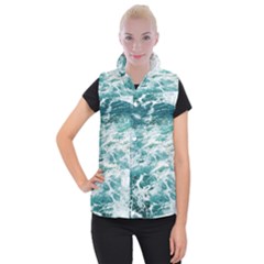 Blue Crashing Ocean Wave Women s Button Up Vest by Jack14