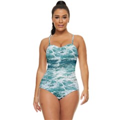 Blue Crashing Ocean Wave Retro Full Coverage Swimsuit by Jack14